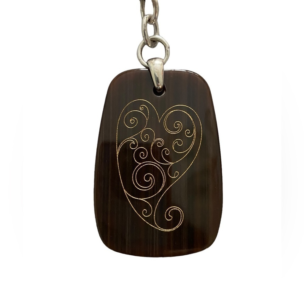 BRIGHTON Two Tone Silver & Gold Heart Necklace on Brown Wood - Gorgeous … - Picture 6 of 8
